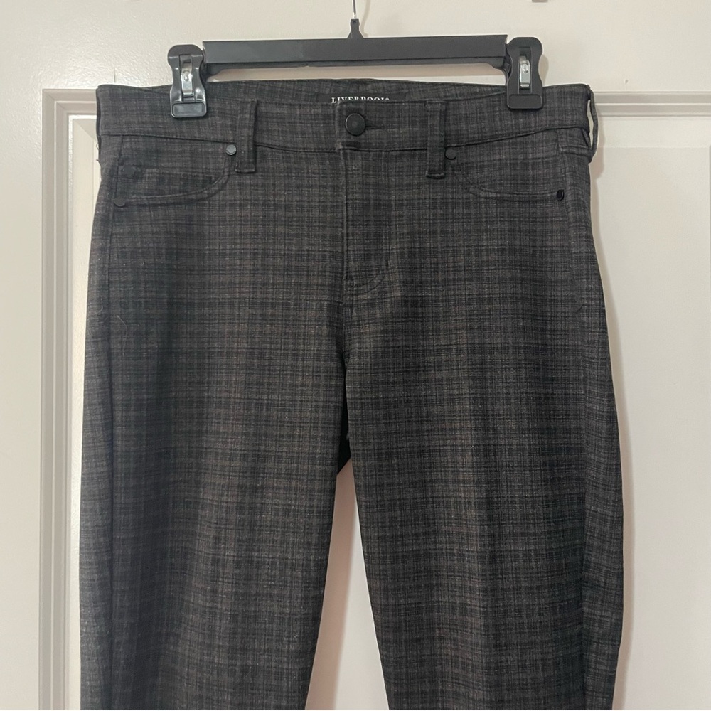 LIVERPOOL CHARCOAL GREY PLAID TROUSERS